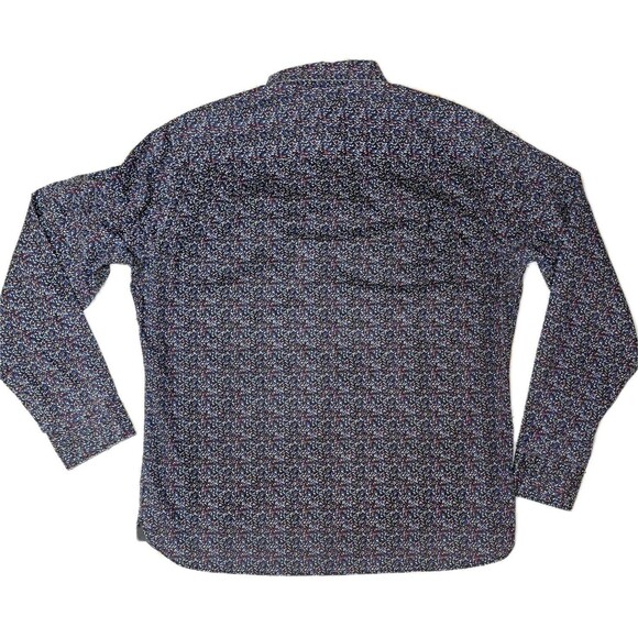 Van Heusen Men's Button Down Large, Blue White Red Speckles Long Sleeve Slim Fit - Picture 2 of 5